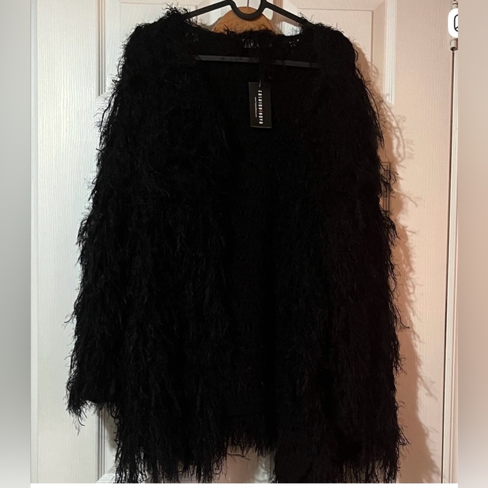 Fashion Nova Midnight Black Fuzzy Cardigan